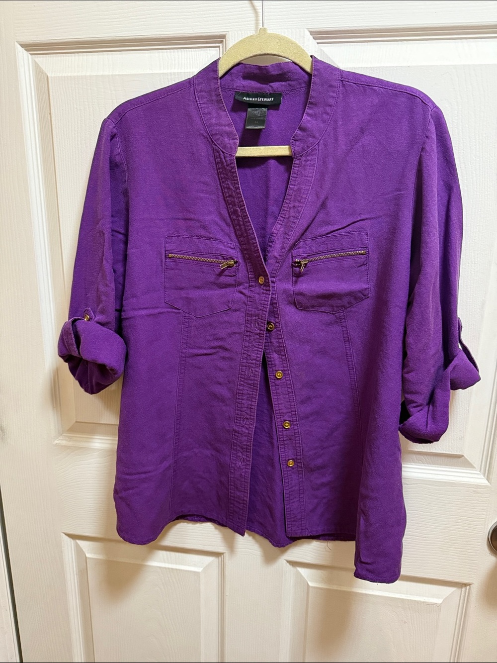 Ashley Stewart Purple Button-Down Shirt